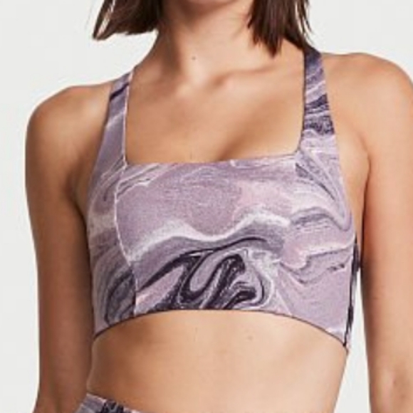 VICTORIA’S SECRET Racerback Sport Bra, Onyx Marble, Size 34B, NEW - Picture 2 of 2